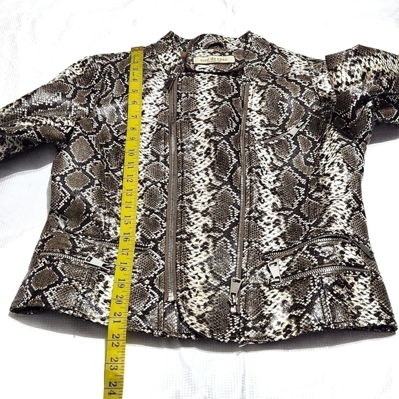 Erre DE RASO Faux Leather Snake Print Moto Jacket - Picture 5 of 11